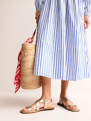 Boden Silver/Cream Cross Strap Flat Sandals - Image 1 of 5