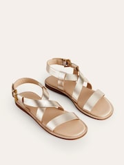 Boden Silver/Cream Cross Strap Flat Sandals - Image 4 of 5