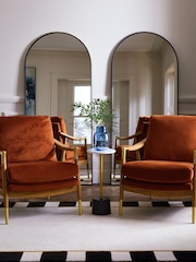 Soft Velvet Rust Brown Flinton Wooden Accent Chair - Image 3 of 10