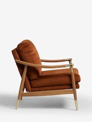 Soft Velvet Rust Brown Flinton Wooden Accent Chair - Image 7 of 10