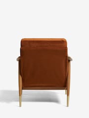Soft Velvet Rust Brown Flinton Wooden Accent Chair - Image 8 of 10