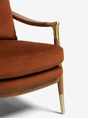 Soft Velvet Rust Brown Flinton Wooden Accent Chair - Image 9 of 10