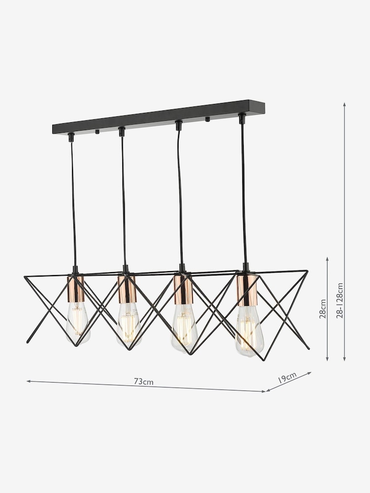 Dar Lighting Black Midi 4 Light Ceiling Light Pendant - Image 2 of 4