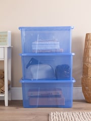 Wham Set of 3 Blue Crystal Sparkle 60L Boxes and Lids - Image 1 of 6