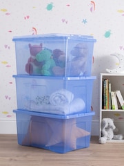 Wham Set of 3 Blue Crystal Sparkle 60L Boxes and Lids - Image 2 of 6