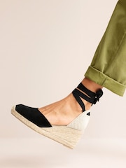 Boden Black Cassie Espadrille Wedges - Image 1 of 4