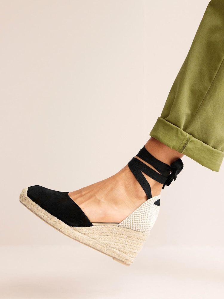 Boden Black Cassie Espadrille Wedges - Image 1 of 4