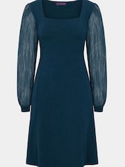 Hot Squash Blue Square Neck Jersey Dress with Chiffon - Image 3 of 3