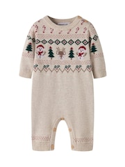 Name It Cream Baby Knitted Christmas Romper - Image 1 of 2