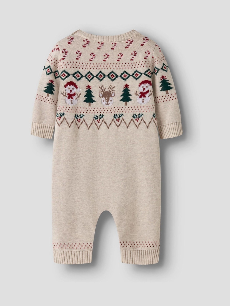 Name It Cream Baby Knitted Christmas Romper - Image 2 of 2