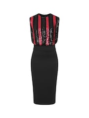 Hot Squash Red Sequin Bodice Ponte Dress - Image 3 of 3
