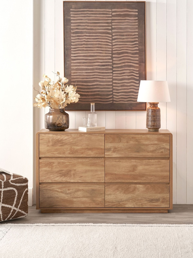 Pacific Oak Effect Veneer 6 Drawer Unit - Image 1 of 9
