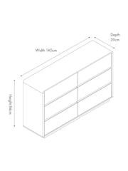 Pacific Oak Effect Veneer 6 Drawer Unit - Image 5 of 9