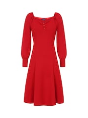 Hot Squash Fit N Flare Dress with Blouson Sleeves - Obrázek 5 z 5