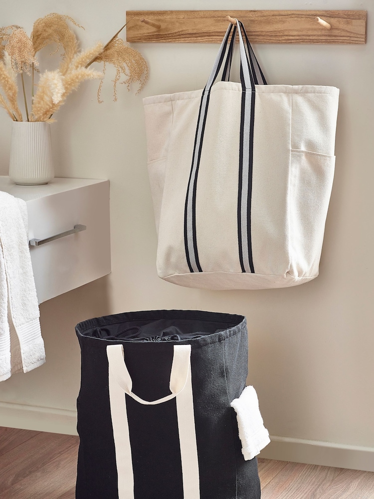 Natural Monochrome Pocket Laundry Basket - Image 1 of 4