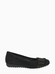 Gabor Sapphire Black Suede/Leopard Fashion Casual Ballerina Pump Shoes - Image 1 of 6