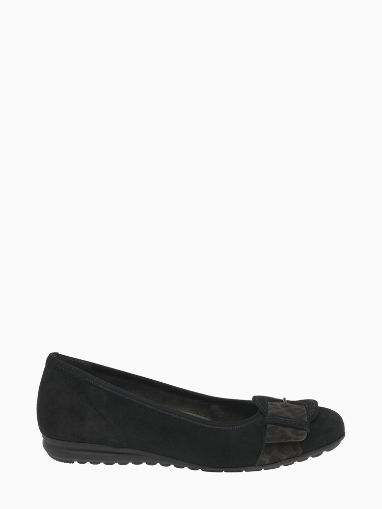 Gabor Sapphire Black Suede/Leopard Fashion Casual Ballerina Pump Shoes - Image 1 of 6
