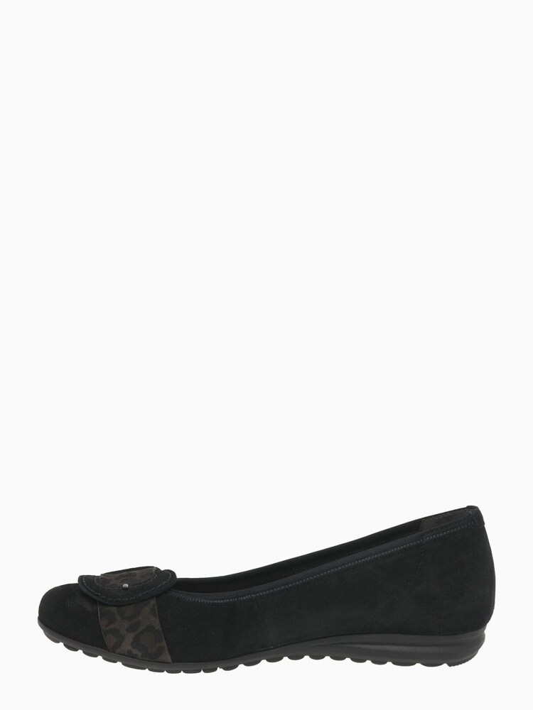 Gabor Sapphire Black Suede/Leopard Fashion Casual Ballerina Pump Shoes - Image 2 of 6 Gabor Sapphire Black Suede/Leopard Fashion Casual Ballerina Pump Shoes - Image 2 of 6