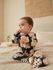 Neutral/Grey/Black Printed Baby Sleepsuits 3 Pack (0-3yrs) - Image 2 of 9