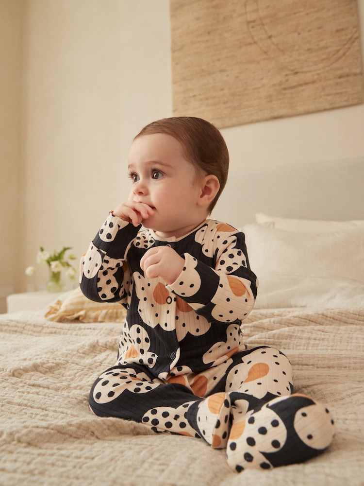 Neutral/Grey/Black Printed Baby Sleepsuits 3 Pack (0-3yrs) - Image 2 of 9