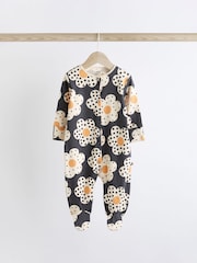 Neutral/Grey/Black Printed Baby Sleepsuits 3 Pack (0-3yrs) - Image 5 of 9