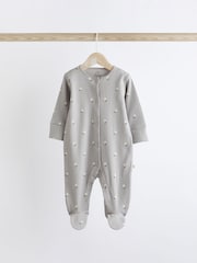Neutral/Grey/Black Printed Baby Sleepsuits 3 Pack (0-3yrs) - Image 7 of 9