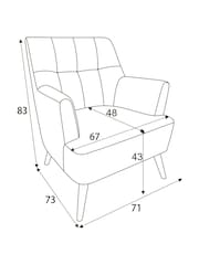 Tweedy Plain Mid Natural Carter Armchair - Image 4 of 8