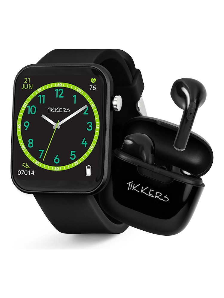 Tikkers Pink Smart Series 13 Silicone Strap Smart Watch & Earbuds Set - Image 1 of 6 Tikkers Pink Smart Series 13 Silicone Strap Smart Watch & Earbuds Set - Image 1 of 6