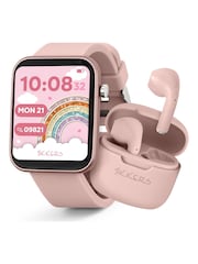 Tikkers Pink Smart Series 13 Silicone Strap Smart Watch & Earbuds Set - Image 1 of 6