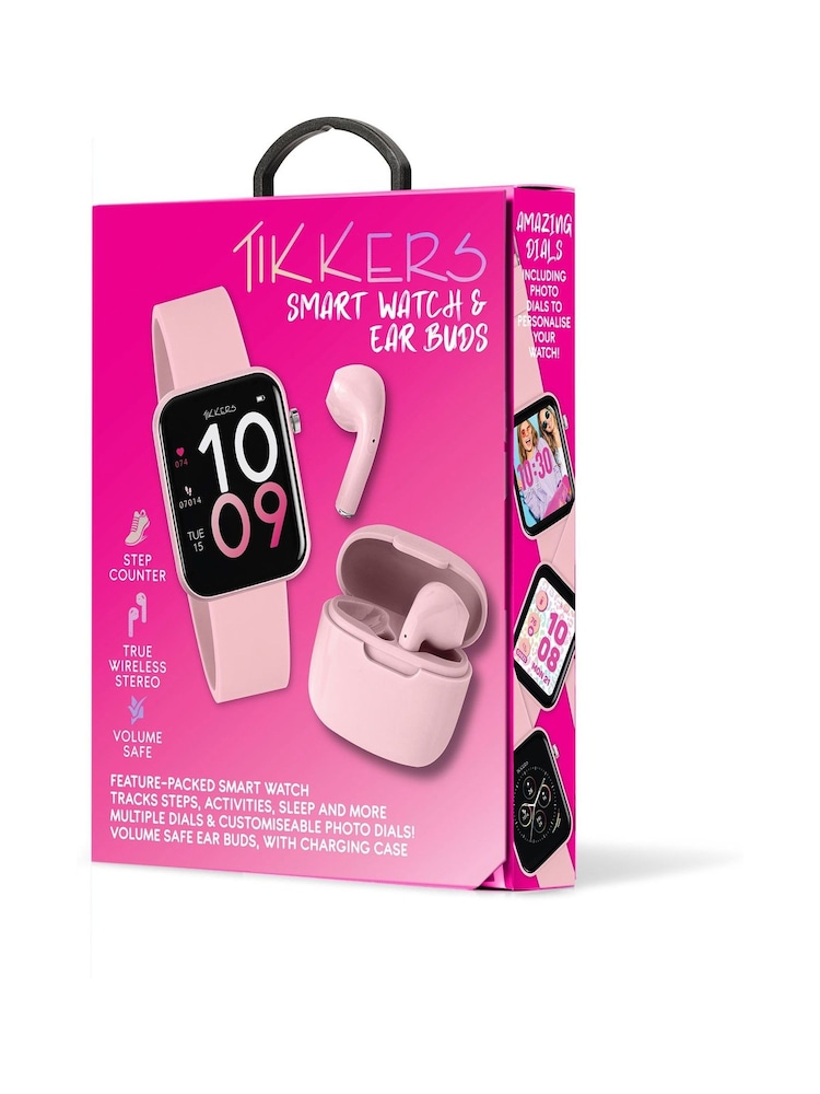 Tikkers Pink Smart Series 13 Silicone Strap Smart Watch & Earbuds Set - Image 6 of 6 Tikkers Pink Smart Series 13 Silicone Strap Smart Watch & Earbuds Set - Image 6 of 6
