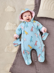 JoJo Maman Bébé Duck Egg Giraffe Print Pramsuit - Image 1 of 5