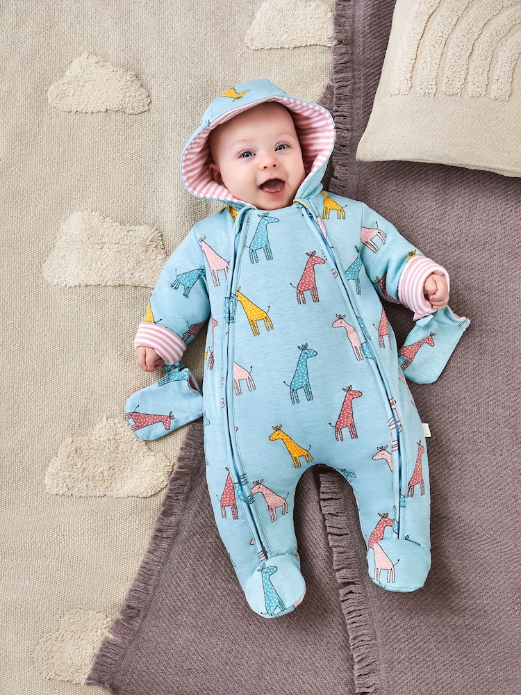 JoJo Maman Bébé Duck Egg Giraffe Print Pramsuit - Image 1 of 5