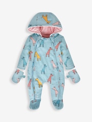 JoJo Maman Bébé Duck Egg Giraffe Print Pramsuit - Image 3 of 5