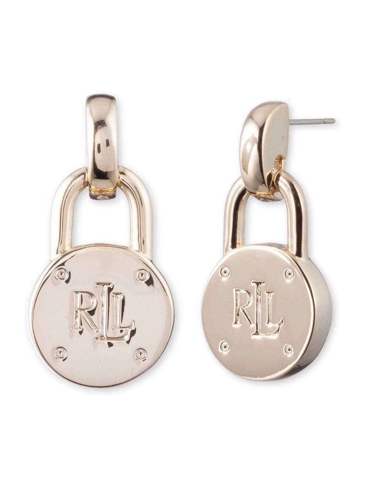 Lauren by Ralph Lauren® Gold Tone Logo Padlock Earrings - Image 1 of 4