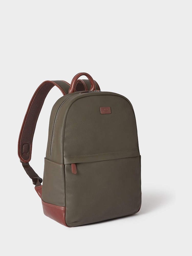Osprey London Green The Grantham Waxed Canvas & Leather Backpack - Image 2 of 5 Osprey London Green The Grantham Waxed Canvas & Leather Backpack - Image 2 of 5