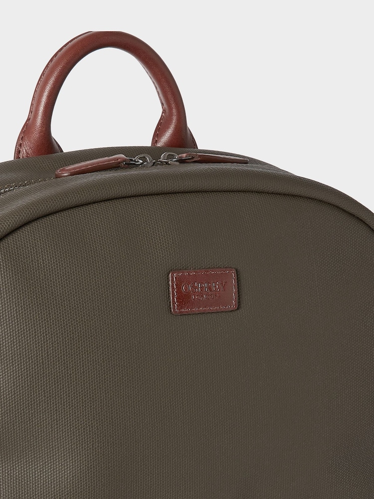 Osprey London Green The Grantham Waxed Canvas & Leather Backpack - Image 5 of 5 Osprey London Green The Grantham Waxed Canvas & Leather Backpack - Image 5 of 5