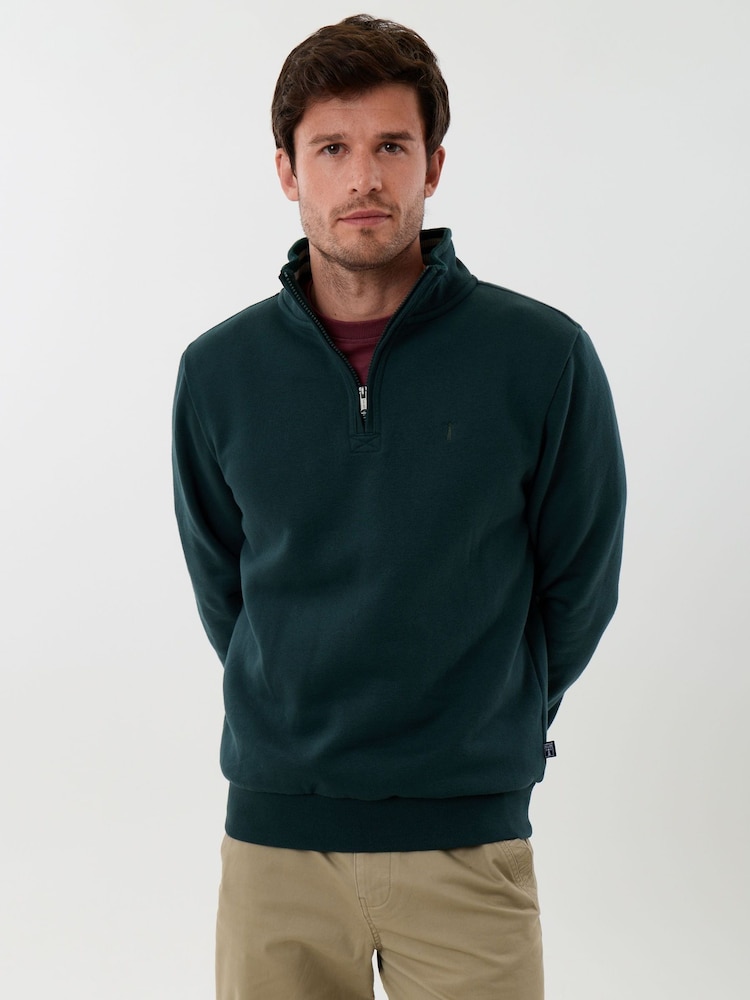 Saltwell Green Cotton Rich Quarter Zip Fleece - Image 1 of 5 Saltwell Green Cotton Rich Quarter Zip Fleece - Image 1 of 5