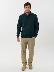 Saltwell Green Cotton Rich Quarter Zip Fleece - Image 3 of 5