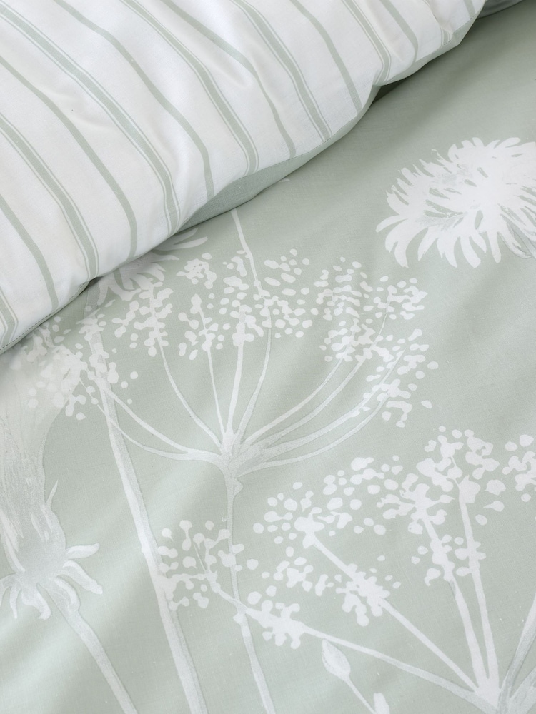 Catherine Lansfield Green Meadowsweet Floral Reversible Duvet Cover Set - Image 3 of 3