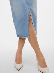 VERO MODA Blue High Waisted Denim Midi Skirt - Image 4 of 6