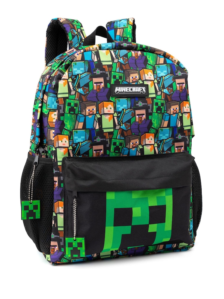 Verde Minecraft - Rucsac Imprimeuri peste tot pentru băieți Vanilla Underground Minecraft Creeper și zombi - Image 3 of 6