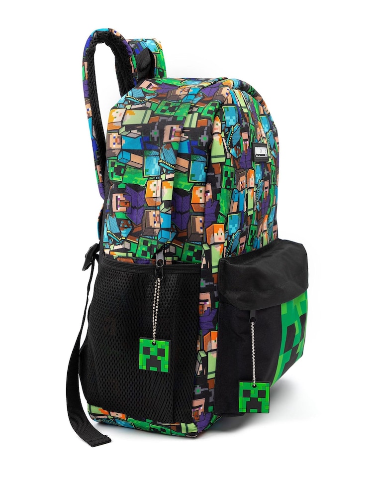 Verde Minecraft - Rucsac Imprimeuri peste tot pentru băieți Vanilla Underground Minecraft Creeper și zombi - Image 4 of 6
