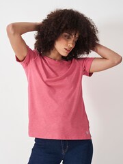 Crew Clothing Pink Dark Perfect Crew Slub 100% Cotton T-Shirt - Image 1 of 5