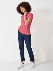 Crew Clothing Pink Dark Perfect Crew Slub 100% Cotton T-Shirt - Image 3 of 5