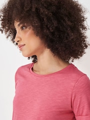 Crew Clothing Pink Dark Perfect Crew Slub 100% Cotton T-Shirt - Image 4 of 5