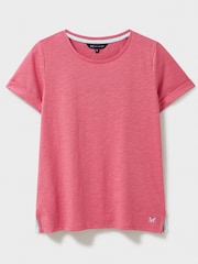 Crew Clothing Pink Dark Perfect Crew Slub 100% Cotton T-Shirt - Image 5 of 5