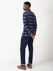 Crew Clothing Navy Stevenson Marl Check 100% Cotton Shirt - Image 2 of 4