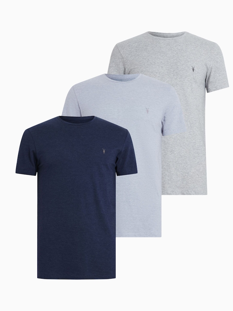 AllSaints Grey Tonic Crew 100% Cotton T-Shirts 3 Pack - Image 1 of 7