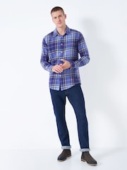 Crew Clothing Blue Kipling Flannel Check 100% Cotton Shirt - Image 2 of 5