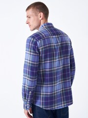 Crew Clothing Blue Kipling Flannel Check 100% Cotton Shirt - Image 3 of 5